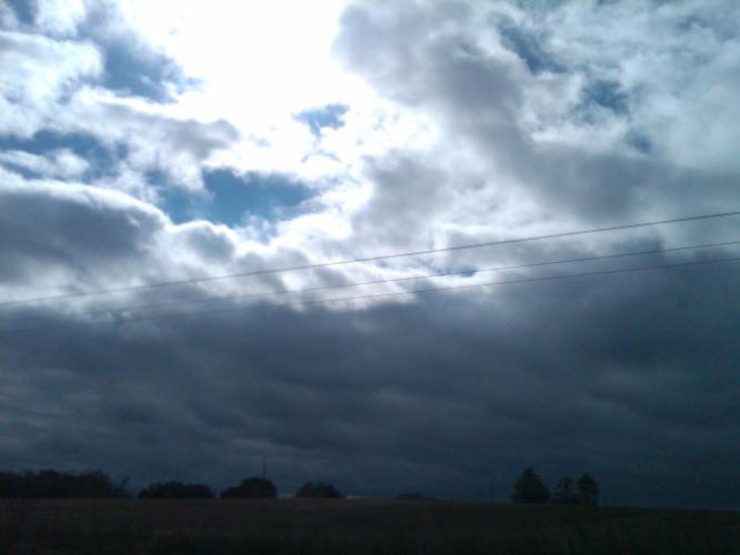 Sun trying to poke through the clouds.